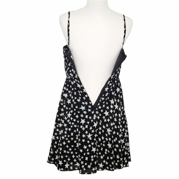 Pearl By Georgina Chapman of Marchesa Black White Stars Mini Strap Dress Size 2 - Picture 11 of 13